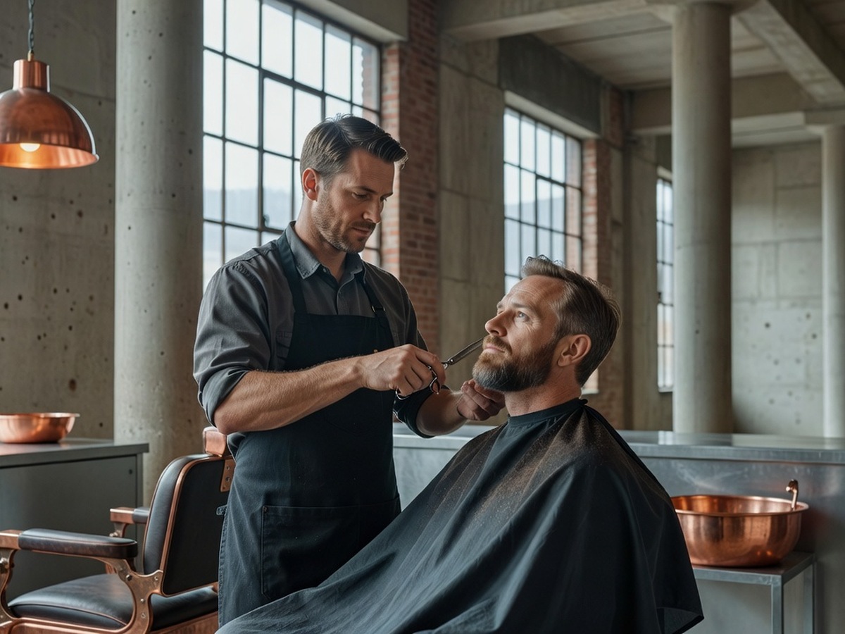 Baard trimmen in industriële sfeer