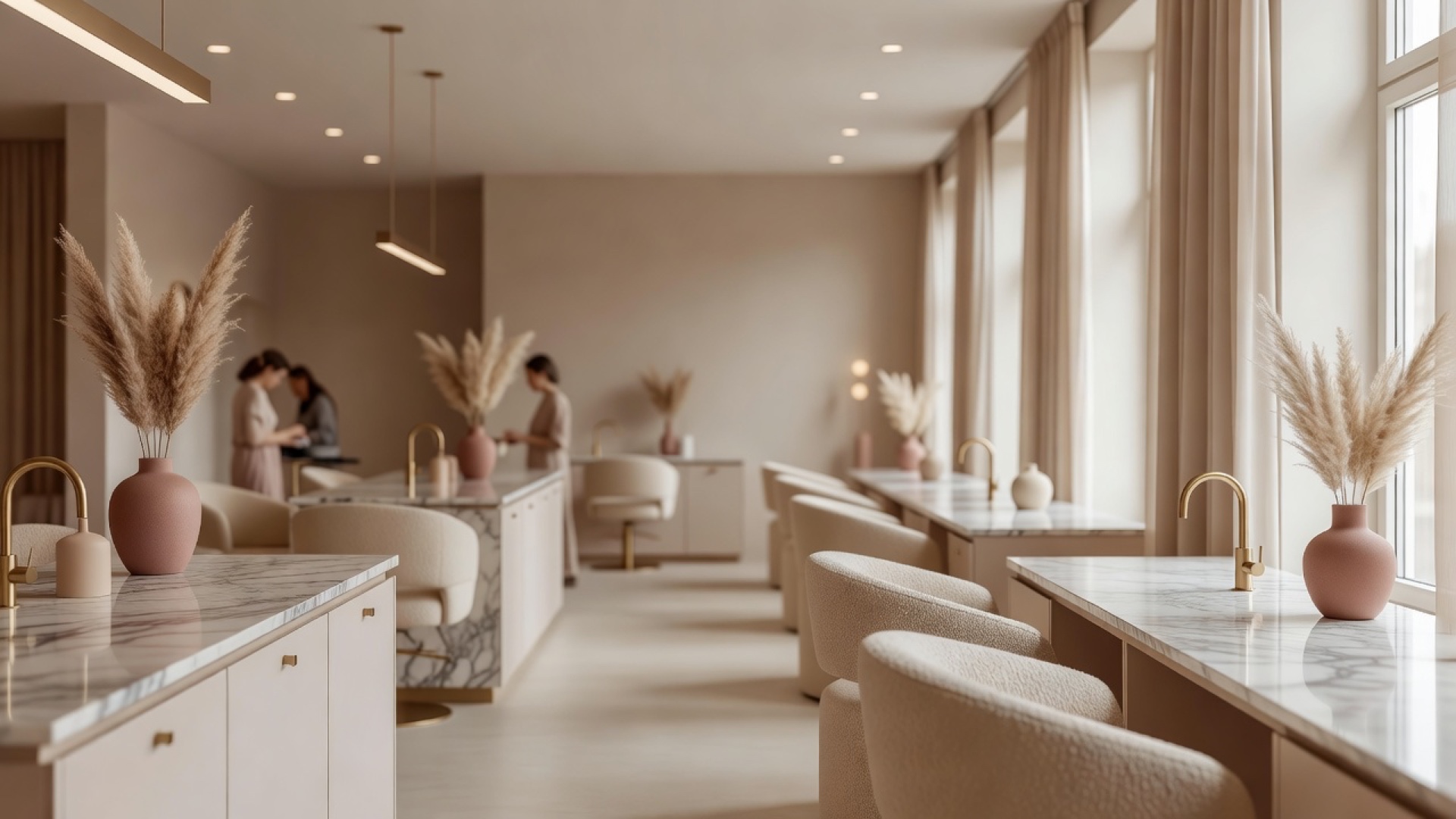 Chic interieur van Salon Vijf in zand- en crèmetinten